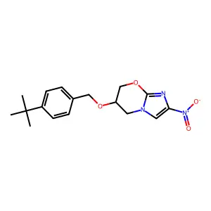 (3S)-3-((4-(tert-Butyl)phenyl)methoxy)-6-nitro-2H,3H,4H-imidazolo(2,1-b)1,3-oxazaperhydroine structure