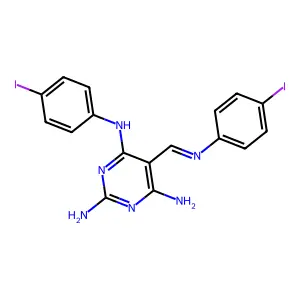 4-N-(4-iodophenyl)-5-[(4-iodophenyl)iminomethyl]pyrimidine-2,4,6-triamine structure