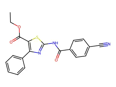 Ethyl 2-[(4-cyanobenzoyl)amino]-4-phenyl-1,3-thiazole-5-carboxylate structure