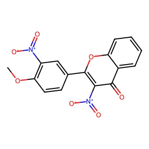 4H-1-Benzopyran-4-one, 2-(4-methoxy-3-nitrophenyl)-3-nitro- structure