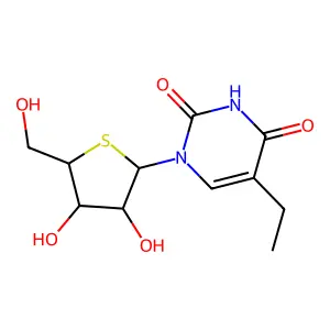 5-Ethyl-1-(4-thio-alpha-D-arabinofuranosyl) uracil structure