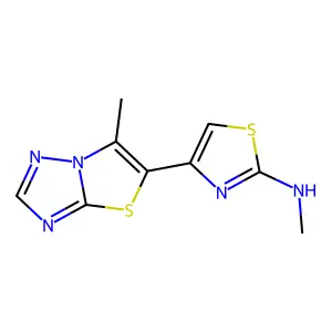 N-methyl-4-(6-methyl[1,3]thiazolo[3,2-b][1,2,4]triazol-5-yl)-1,3-thiazol-2-amine structure