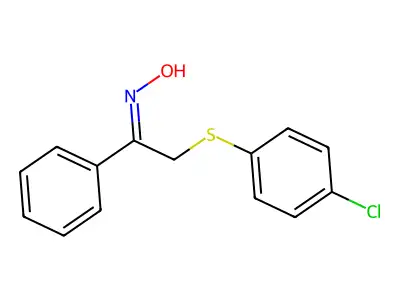N-[2-(4-chlorophenyl)sulfanyl-1-phenylethylidene]hydroxylamine structure