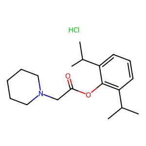 2,6-Di(propan-2-yl)phenyl (piperidin-1-yl)acetate--hydrogen chloride (1/1) structure