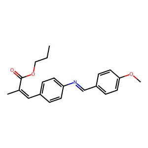2-Propenoic acid, 3-(4-(((4-methoxyphenyl)methylene)amino)phenyl)-2-methyl-, propyl ester structure