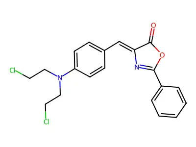 4-[[4-[Bis(2-chloroethyl)amino]phenyl]methylidene]-2-phenyl-1,3-oxazol-5-one structure