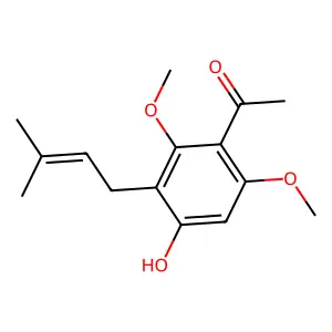 1-[4-Hydroxy-2,6-dimethoxy-3-(3-methylbut-2-enyl)phenyl]ethanone structure