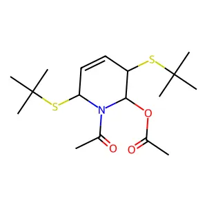 [1-acetyl-3,6-bis(tert-butylsulfanyl)-3,6-dihydro-2H-pyridin-2-yl] acetate structure