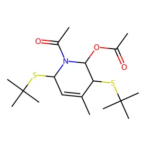 [1-acetyl-3,6-bis(tert-butylsulfanyl)-4-methyl-3,6-dihydro-2H-pyridin-2-yl] acetate structure