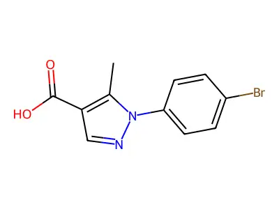 1-(4-bromophenyl)-5-methyl-1H-pyrazole-4-carboxylic acid structure