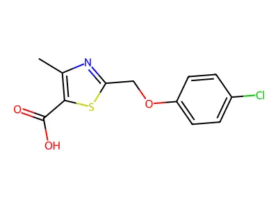 2-((4-Chlorophenoxy)methyl)-4-methyl-1,3-thiazole-5-carboxylic acid structure