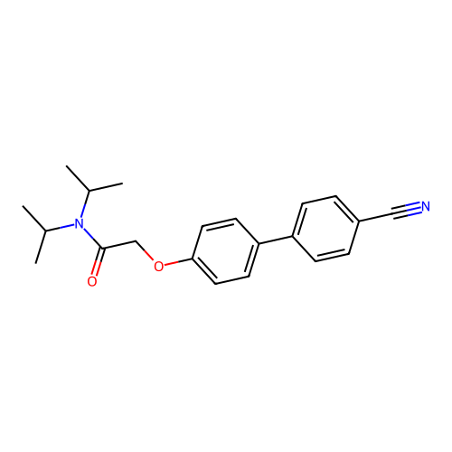 N,N-bis(isopropyl)-2 [[4'-cyano-(1,1'-biphenyl)-4-yl]oxy]-acetamide structure