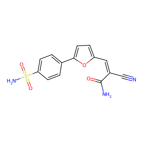 2-Cyano-3-[5-(4-sulfamoylphenyl)furan-2-yl]prop-2-enamide structure