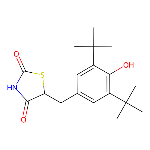 5-(3,5-di-tert-butyl-4-hydroxybenzyl)-4-hydroxythiazol-2(5H)-one structure
