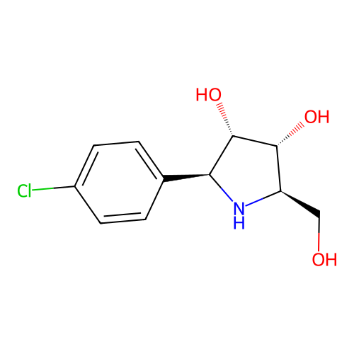 (2S,3S,4R,5R)-2-(4-chlorophenyl)-5-(hydroxymethyl)pyrrolidine-3,4-diol structure