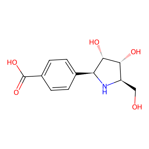4-[(2S,3S,4R,5R)-3,4-Dihydroxy-5-(hydroxymethyl)-2-pyrrolidinyl]benzoic acid structure