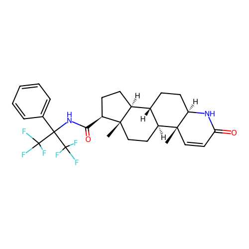 (4aR,4bS,6aS,7S,9aS,9bS,11aR)-2,4a,4b,5,6,6a,7,8,9,9a,9b,10,11,11a-Tetradecahydro-4a,6a-dimethyl-2-oxo-N-(2,2,2-trifluoro-1-phenyl-1-(trifluoromethyl)ethyl)-1H-indeno(5,4-F)quinoline-7-carboxamide structure