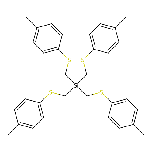 Tetrakis{[(4-methylphenyl)thio]methyl}silane structure