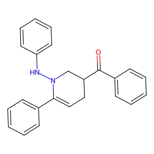 Phenyl(6-phenyl-1-(phenylamino)-1,2,3,4-tetrahydropyridin-3-yl)methanone structure