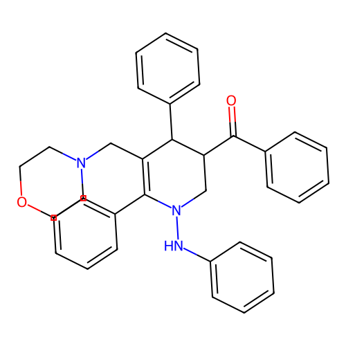 1-Anilino-3-benzoyl-5-(morpholinomethyl)-4,6-diphenyl-1,2,3,4-tetrahydropyridine structure
