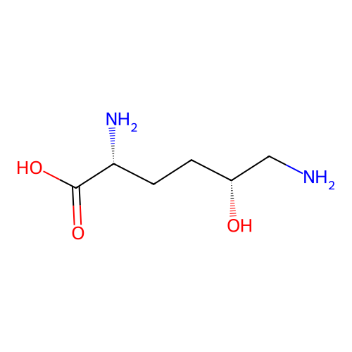(2R,5R)-2,6-diamino-5-hydroxyhexanoic acid structure