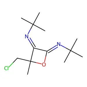 2-N,3-N-ditert-butyl-4-(chloromethyl)-4-methyloxetane-2,3-diimine structure