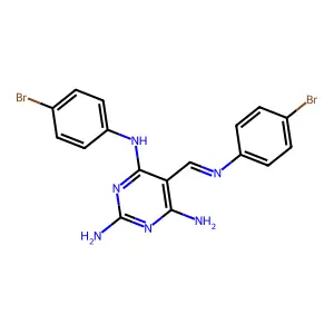 N4-(4-bromophenyl)-5-[(4-bromophenyl)iminomethyl]pyrimidine-2,4,6-triamine structure