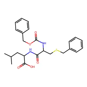 S-benzyl-N-[(benzyloxy)carbonyl]cysteinylleucine structure