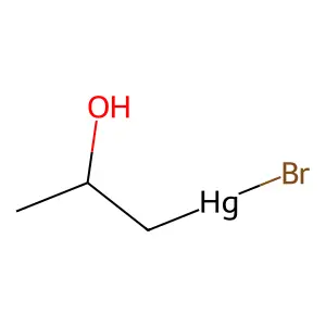 Bromo(2-hydroxypropyl)mercury structure
