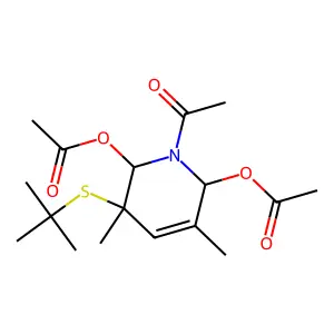 (1-acetyl-6-acetyloxy-5-tert-butylsulfanyl-3,5-dimethyl-2,6-dihydropyridin-2-yl) acetate structure