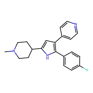 4-(2-(4-fluorophenyl)-5-(1-methylpiperidine-4-yl)-1H-pyrrol-3-yl)pyridine structure