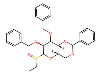 4-ethylsulfinyl-9-phenyl-2,3-bis(phenylmethoxy)-5,8,10-trioxabicyclo[4.4.0]decane structure