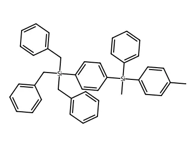 Tribenzyl(4-(methyl(phenyl)(p-tolyl)silyl)phenyl)silane structure