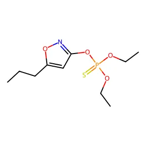 O,O-Diethyl O-(5-propyl-1,2-oxazol-3-yl) phosphorothioate structure