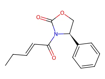 3-But-2-enoyl-4-phenyl-1,3-oxazolidin-2-one structure