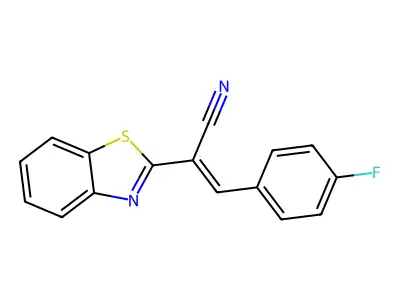 (2E)-2-(1,3-benzothiazol-2-yl)-3-(4-fluorophenyl)prop-2-enenitrile structure