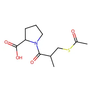 (R)-1-((S)-3-(acetylthio)-2-methylpropanoyl)pyrrolidine-2-carboxylic acid structure