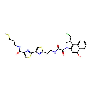 3H-Benz(e)indole-3-acetamide, 1-(chloromethyl)-1,2-dihydro-5-hydroxy-N-(2-(4-(((3-(methylthio)propyl)amino)carbonyl)(2,4'-bithiazol)-2'-yl)ethyl)-alpha-oxo-, (S)- structure