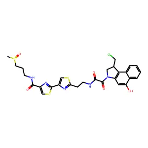 3H-Benz(e)indole-3-acetamide, 1-(chloromethyl)-1,2-dihydro-5-hydroxy-N-(2-(4-(((3-(methylsulfinyl)propyl)amino)carbonyl)(2,4'-bithiazol)-2'-yl)ethyl)-alpha-oxo-, (1S)- structure