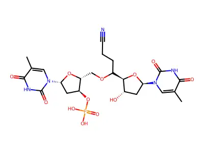 Thymidylyl-(3'-5')-thymidine cyanoethyl phosphotriester structure