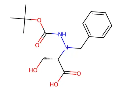 (2S)-2-[benzyl-[(2-methylpropan-2-yl)oxycarbonylamino]amino]-3-hydroxypropanoic acid structure