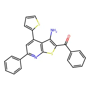 (3-Amino-6-phenyl-4-(thiophen-2-yl)thieno[2,3-b]pyridin-2-yl)(phenyl)methanone structure
