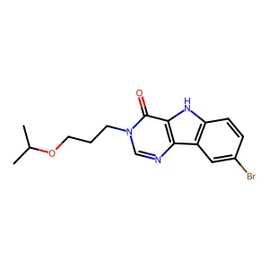 8-bromo-3-(3-propan-2-yloxypropyl)-5H-pyrimido[5,4-b]indol-4-one structure