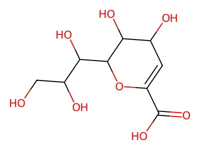 3,4-dihydroxy-2-(1,2,3-trihydroxypropyl)-3,4-dihydro-2H-pyran-6-carboxylic acid structure