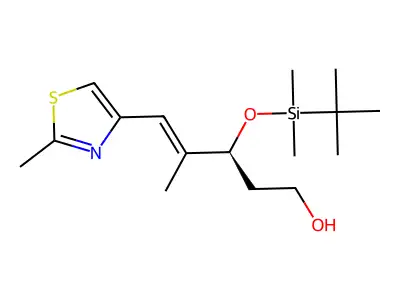 (-)-(3S,4E)-3-{[tert-Butyl(dimethyl)silyl]oxy}-4-methyl-5-(2-methyl-1,3-thiazol-4-yl)pent-4-en-1-ol structure