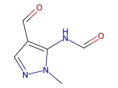 N-(4-formyl-2-methylpyrazol-3-yl)formamide structure