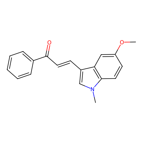 (E)-3-(5-methoxy-1-methyl-1H-indol-3-yl)-1-phenylprop-2-en-1-one structure