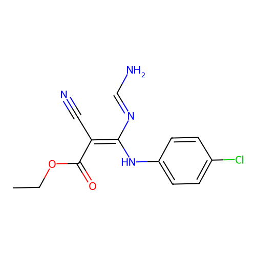 N-(2-Carbethoxy-2-cyano-1-(4-chloroaniline)vinyl)formamidine structure