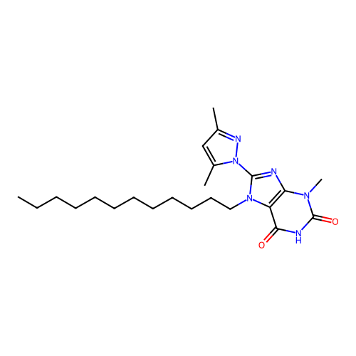 8-(3,5-Dimethylpyrazolyl)-7-dodecyl-3-methyl-1,3,7-trihydropurine-2,6-dione structure