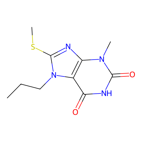 3-Methyl-8-methylthio-7-propyl-1,3,7-trihydropurine-2,6-dione structure